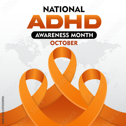 National ADHD Awareness Month. observed every October. concept for healthcare and medicine. Banner poster, social media, flyer and background