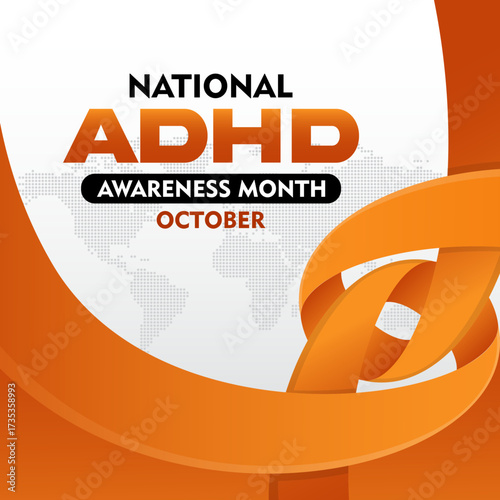 National ADHD Awareness Month. observed every October. concept for healthcare and medicine. Banner poster, social media, flyer and background