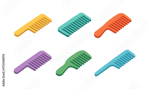 Colorful isometric combs set in various shapes and bright tones