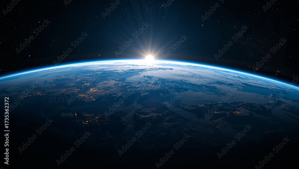 Obraz premium Sunrise over Earth A Celestial View