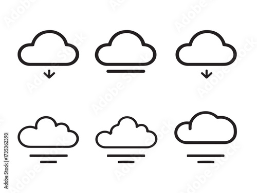 Modern Cloud Download Icon Creative Minimal Line Art Illustration