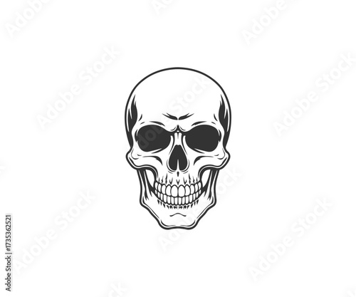 black skull silhouette in white background