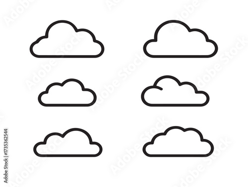 Stylish Cloud Download Graphic Minimal Line Art Vector Icon