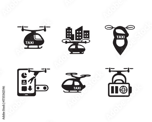 Drone Taxi icon vector design illustration set.