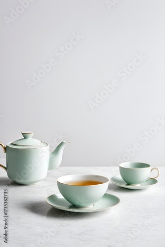 Wallpaper Mural there is a tea pot and two cups of tea on a table Torontodigital.ca