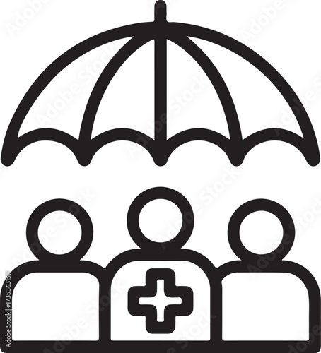 Healthcare insurance protection for a group of people under an umbrella