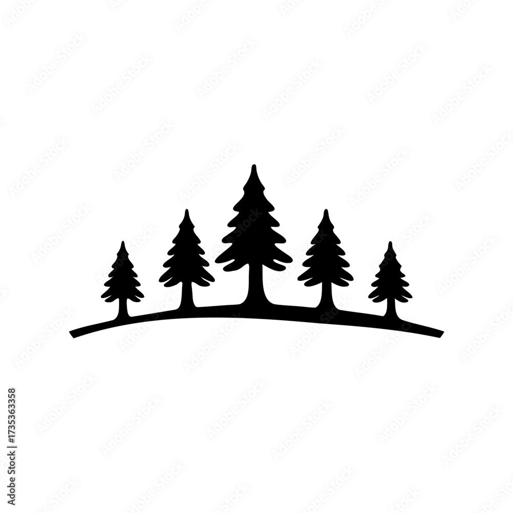 Obraz premium Black silhouette of a group of trees forming an elegant forest landscape