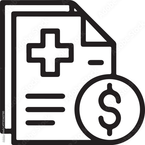 Healthcare costs icon representing medical bill and financial payment