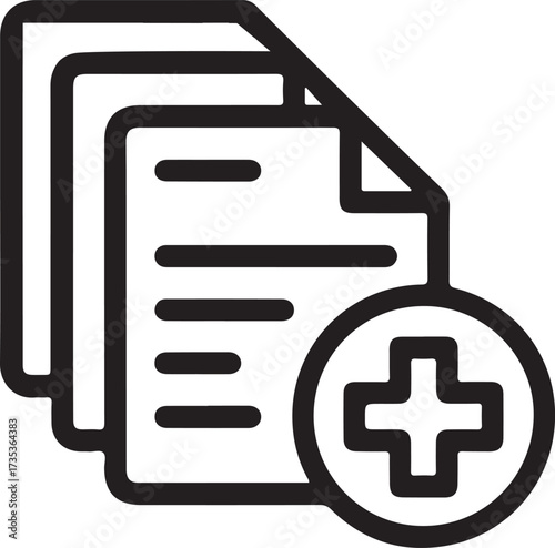 Simple icon representing adding new documents or medical records