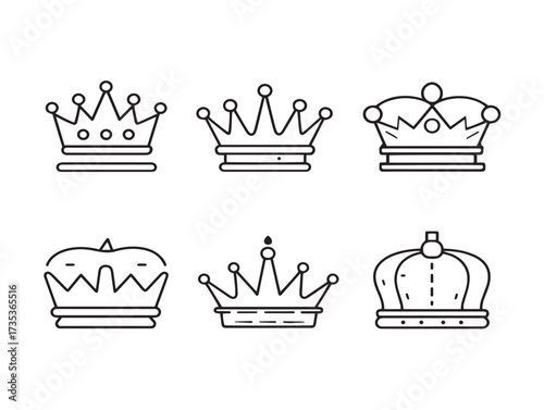 A sophisticated set of crown winner and award icons in minimalist line art