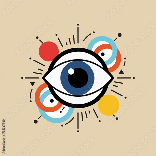 abstract human eye with blood circulation vector drawing