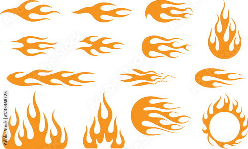 Collection of Orange Flame Graphics and Fire Decals