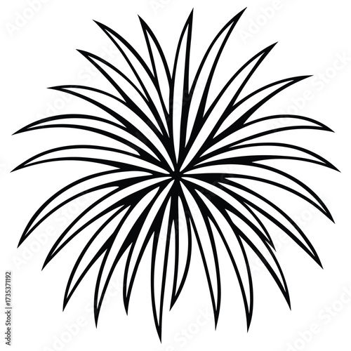 A black silhouette of a fireworks burst