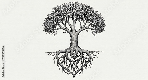Tree of Life with Heart Roots Graphic
