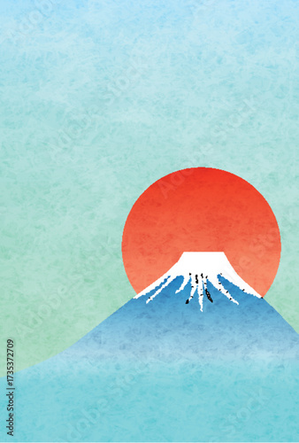 富士山　日の出　年賀状　背景