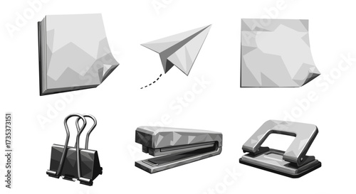 Vector art of collection of office supplies