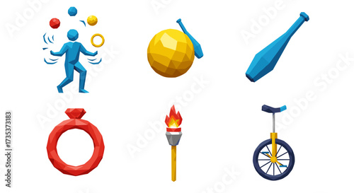 Vector art of claymation circus icons