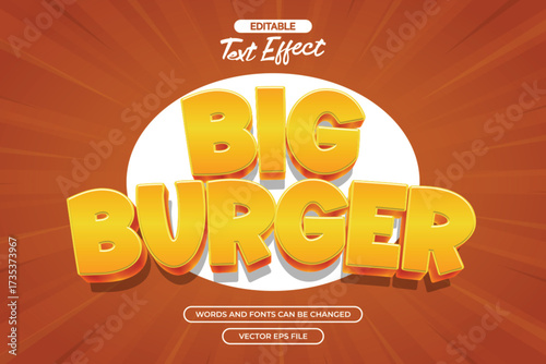 Big burger editable text effect with 3d text style