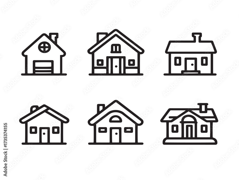 Fototapeta premium Elegant Home Symbol Icon Set Clean Line Art Vector Design Collection