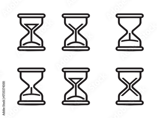Minimalist Hourglass End Icon Set Modern Vector Line Art Design