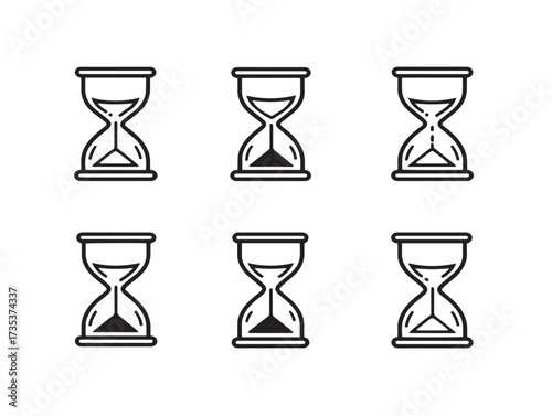 Elegant Hourglass End Symbol Icon Set Clean Line Art Vector Collection