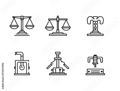 Interrogation Six Icons Set Minimal Clean Vector Illustration