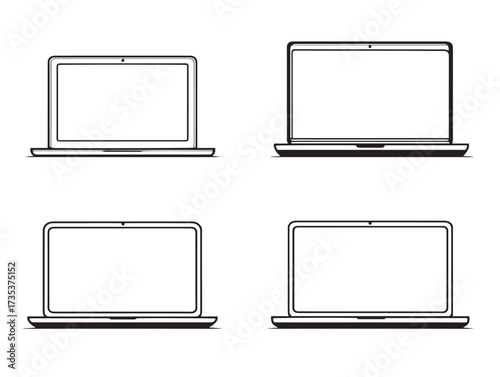 Creative Laptop Six Icon Collection Outline Vector Illustration Design