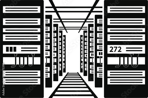 Abstract illustration of a futuristic data center or server room