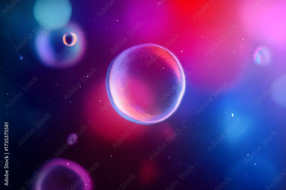Fototapeta premium Vibrant colorful soap bubbles floating in abstract dreamy atmosphere