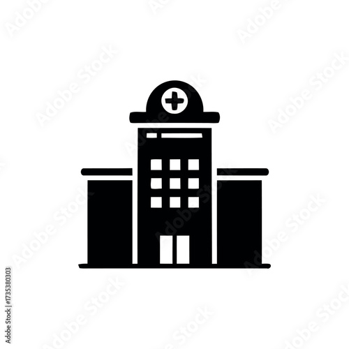 Single Hospital Icon - Minimal Healthcare Building Vector Design