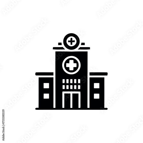 Single Hospital Icon - Minimal Healthcare Building Vector Design