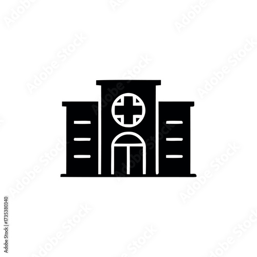 Single Hospital Icon - Minimal Healthcare Building Vector Design