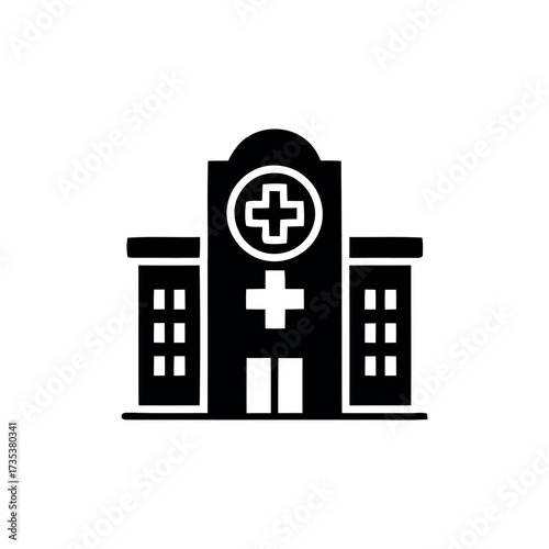 Single Hospital Icon - Minimal Healthcare Building Vector Design