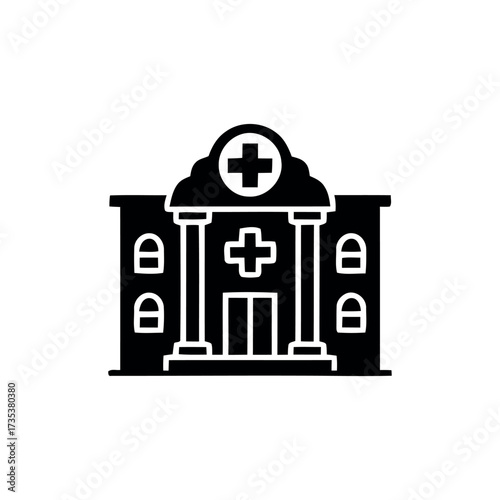 Single Hospital Icon - Minimal Healthcare Building Vector Design