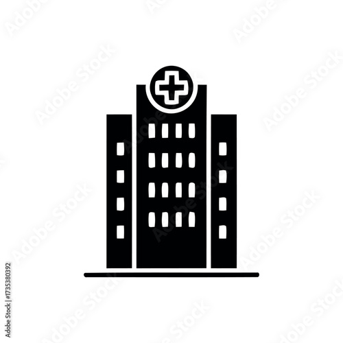 Single Hospital Icon - Minimal Healthcare Building Vector Design