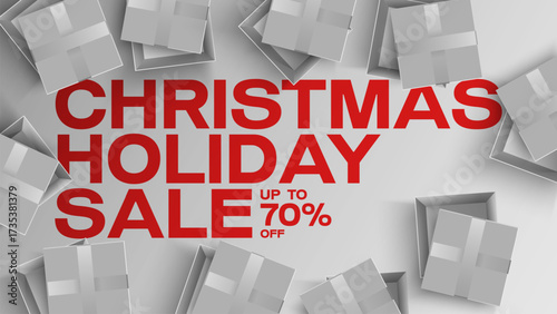 Merry Christmas sale promotion poster banner with product display and festive decoration light background. Christmas Product podium with holiday decoration theme.