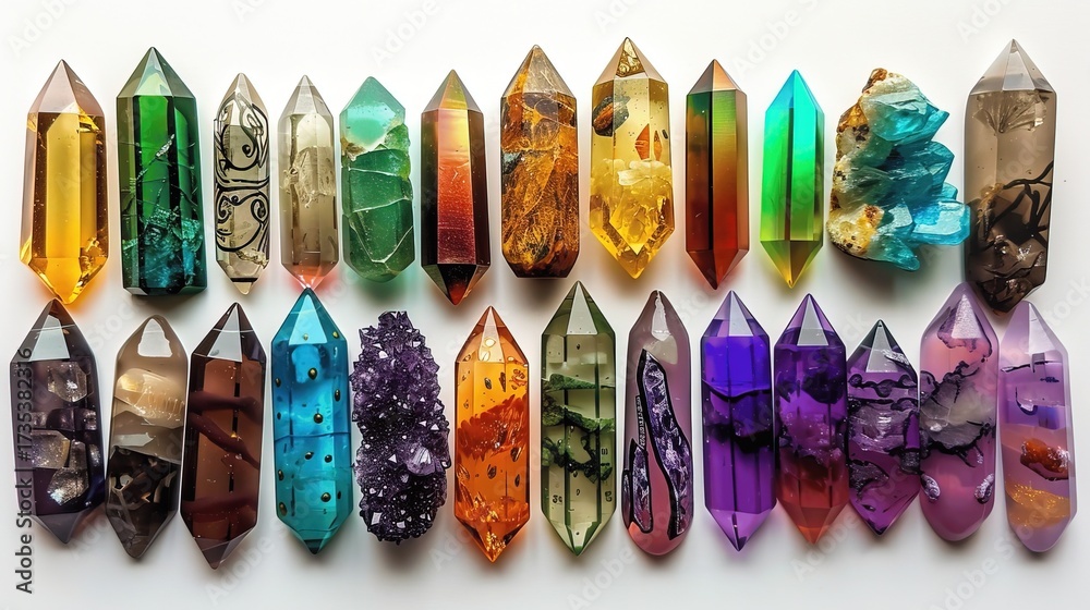 Obraz premium Colorful Collection of Various Unique Crystals and Gemstones