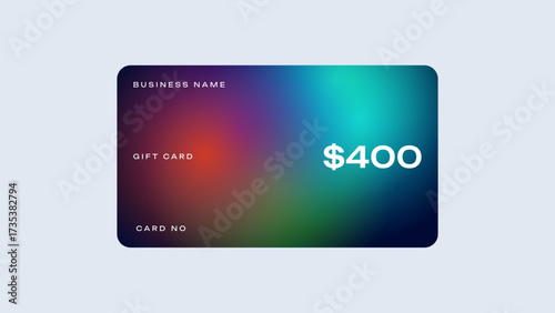 Minimal gift card value of $400. Shopping gift card in minimal design. 