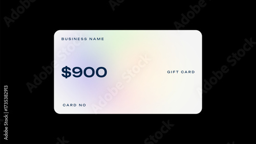Minimal gift card value of $900. Shopping gift card in minimal design. 