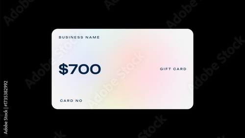 Minimal gift card value of $700. Shopping gift card in minimal design. 