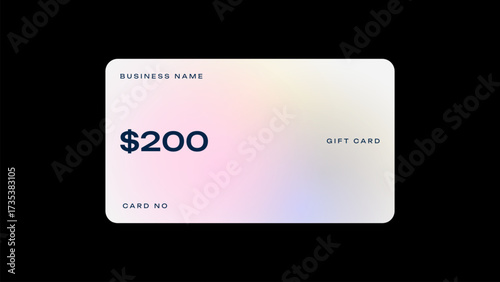Minimal gift card value of $200. Shopping gift card in minimal design. 
