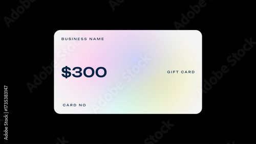 Minimal gift card value of $300. Shopping gift card in minimal design. 