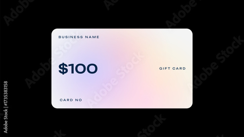 Minimal gift card value of $100. Shopping gift card in minimal design. 
