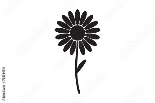 Monochrome Daisy Illustration A Simple yet Elegant Depiction of a Daisy Flower With Smooth Black Fill Perfect for Nature Themed Designs and Art Projects