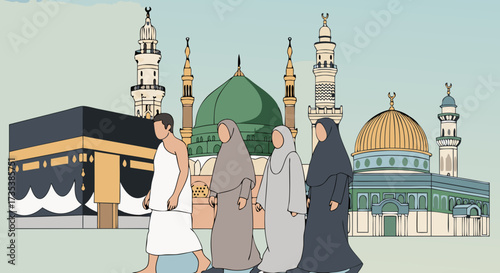 Islamic Pilgrimage: Kaaba, Medina, Jerusalem Mosques