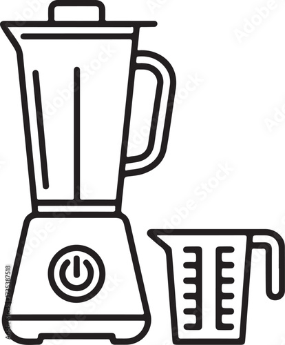 Simple line art illustration of a kitchen blender and measuring cup