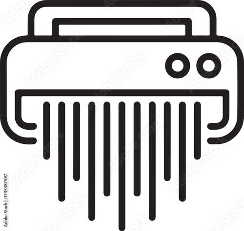 Simple line art icon of a paper shredder destroying documents