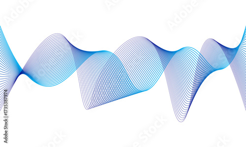 Abstract background with waves for banner. Medium banner size. Vector background with lines. Element for design isolated on white. Blue colors. Ocean, sea, water