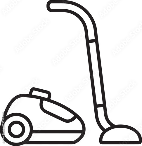 Simple outline icon of a modern cylinder vacuum cleaner on a white background