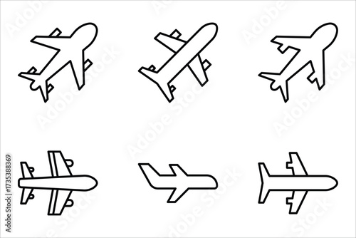 plane icon set, can be used in logo, UI and web design, Flat illustration of vector icon on white background.